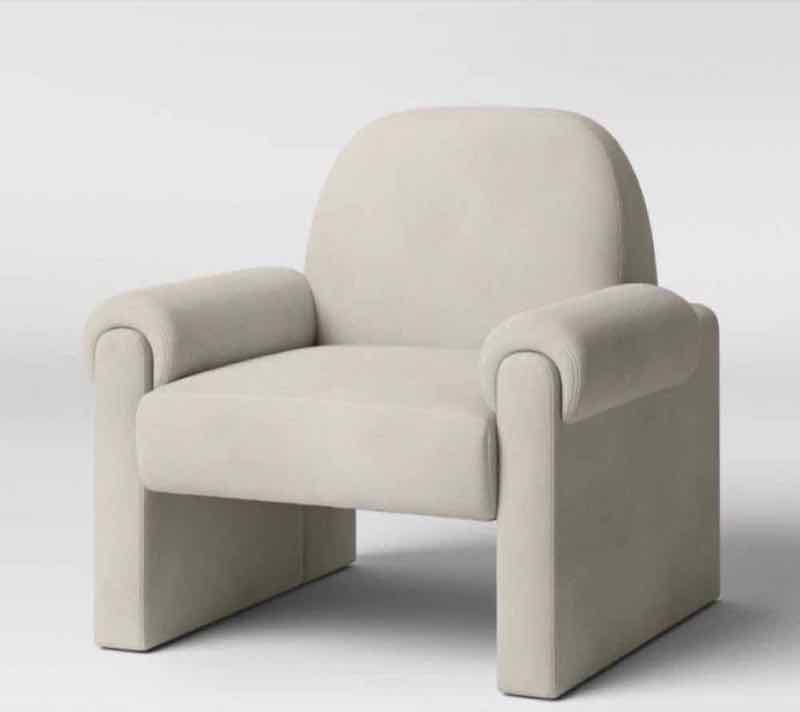 Light grey velvet modern accent armchair